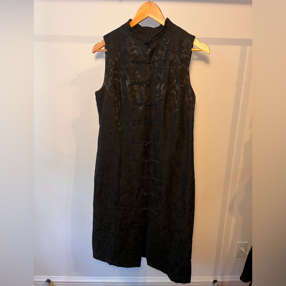 Black Jacquard Button Up Dress